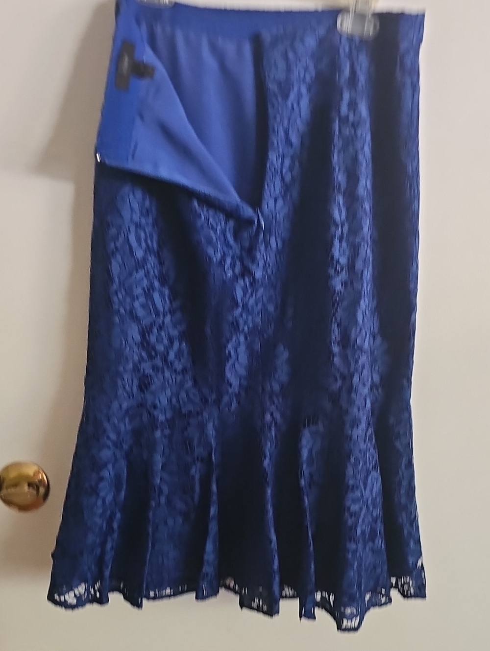 J. Crew Deep Blue Lace Flared Midi Skirt